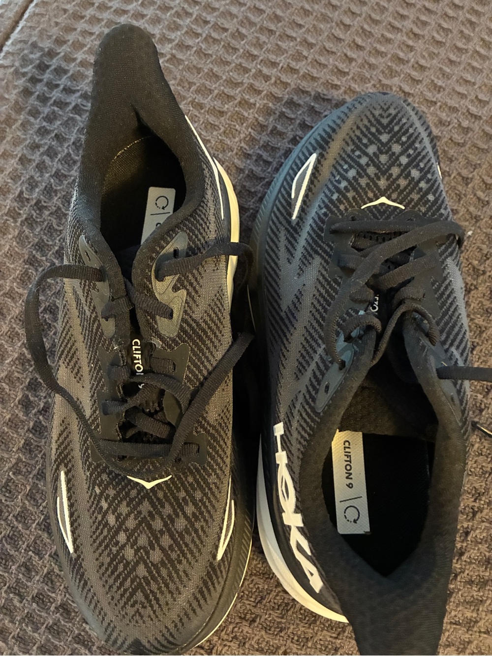 Hoka womens Black and White Mesh Running Shoes - Picture 2 of 5
